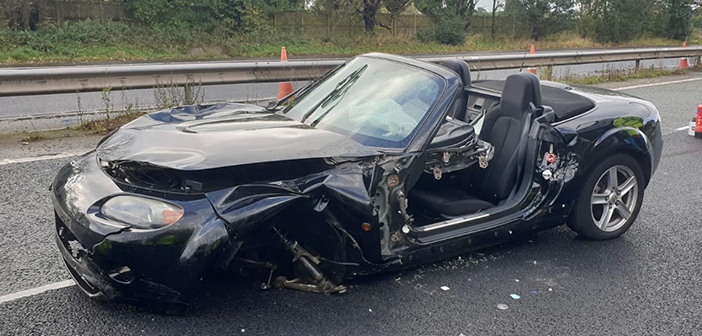 Emergency Services Respond To M56 Car Overturn, Casualty Reported Emergency Services Respond To M56 Car Overturn, Casualty Reported