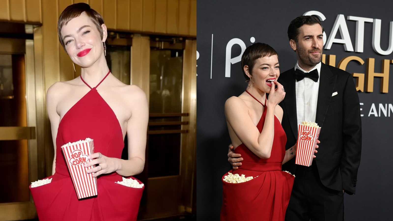 Emma Stone's Popcorn Dress: The Talk Of The SNL 50th Anniversary Emma Stone's Popcorn Dress: The Talk Of The SNL 50th Anniversary