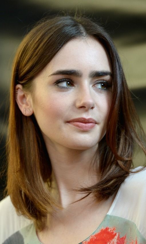 Get Lily Collins' Look: Bob Haircut, Defined Brows, And Nude Lip Get Lily Collins' Look: Bob Haircut, Defined Brows, And Nude Lip