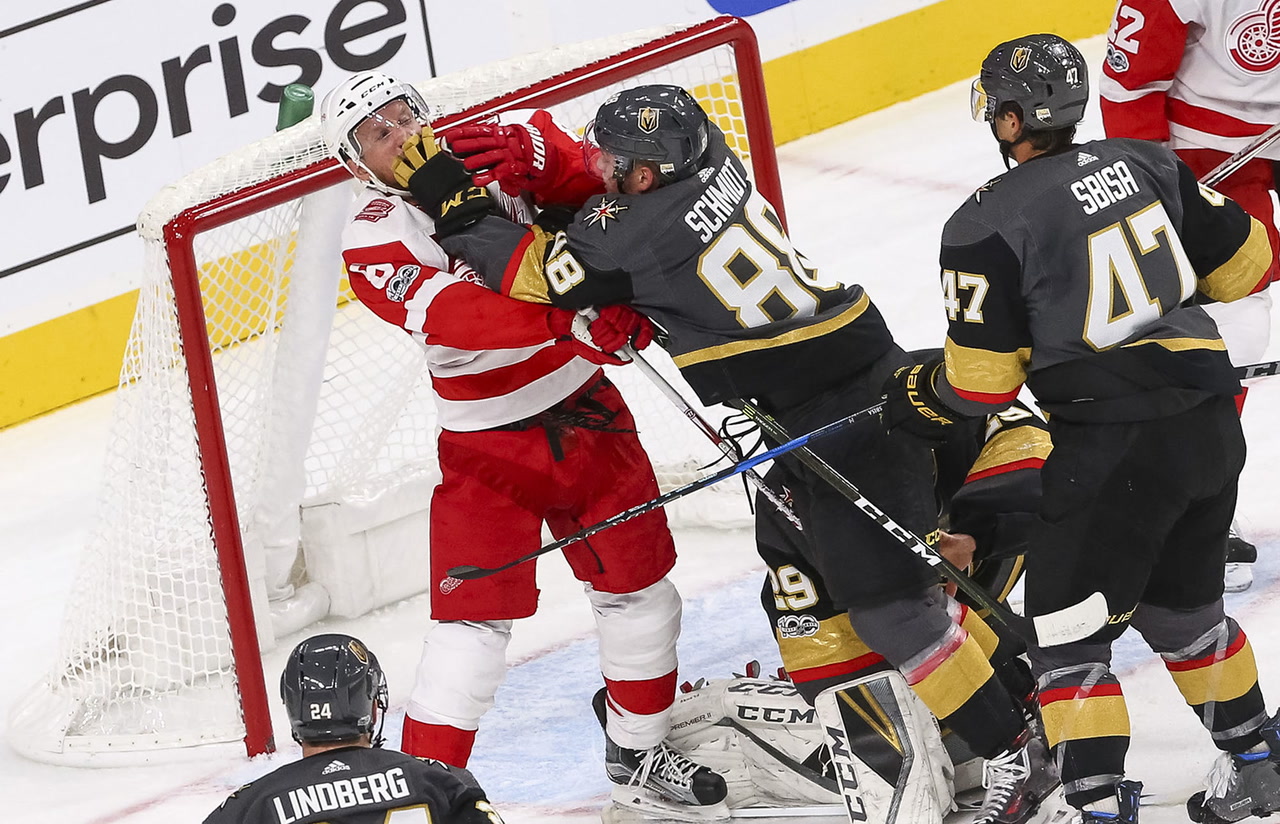 Hertl's Double Hat Trick Powers Golden Knights Past Red Wings