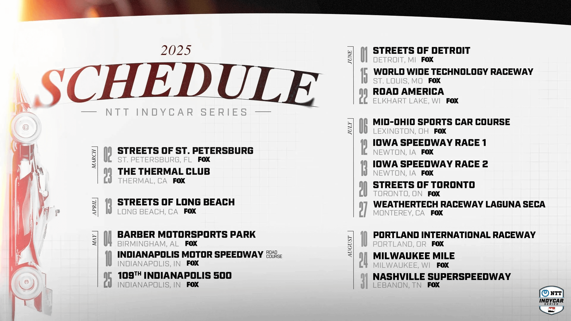 IndyCar And FOX Partner For Inaugural Season Broadcast IndyCar And FOX Partner For Inaugural Season Broadcast