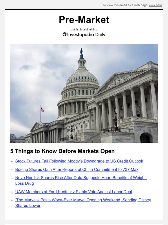 Moody's Downgrade: Dow Futures Fall, Dollar Weakens Moody's Downgrade: Dow Futures Fall, Dollar Weakens