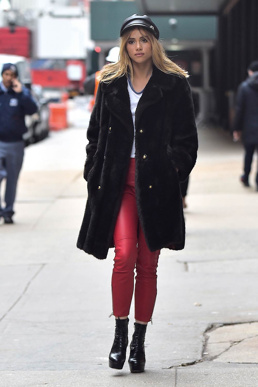 New York Fashion: Suki Waterhouse's Embroidered Leather Trench New York Fashion: Suki Waterhouse's Embroidered Leather Trench