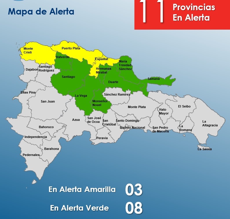 Nueve Provincias En Alerta Amarilla, Cinco En Verde Según El COE Nueve Provincias En Alerta Amarilla, Cinco En Verde Según El COE