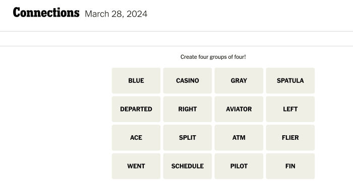 NYT Connections Answers - April 29, 2024 - Puzzle 688 NYT Connections Answers - April 29, 2024 - Puzzle 688