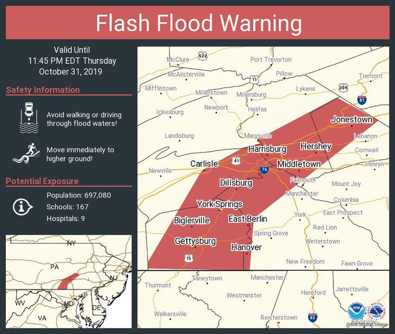 Significant Downpours Cause Flash Flood Warning In Parts Of Pennsylvania Significant Downpours Cause Flash Flood Warning In Parts Of Pennsylvania