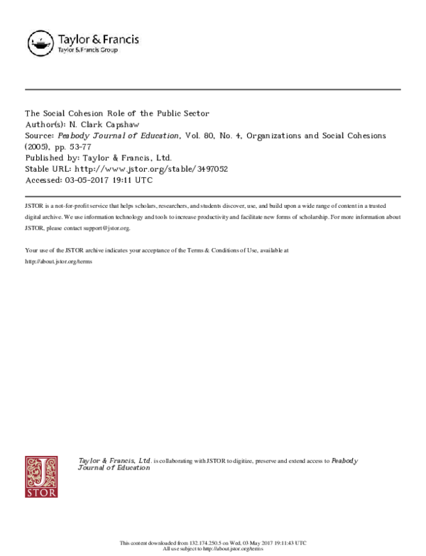 Sound Perimeter And Social Cohesion: The Role Of Music Sound Perimeter And Social Cohesion: The Role Of Music